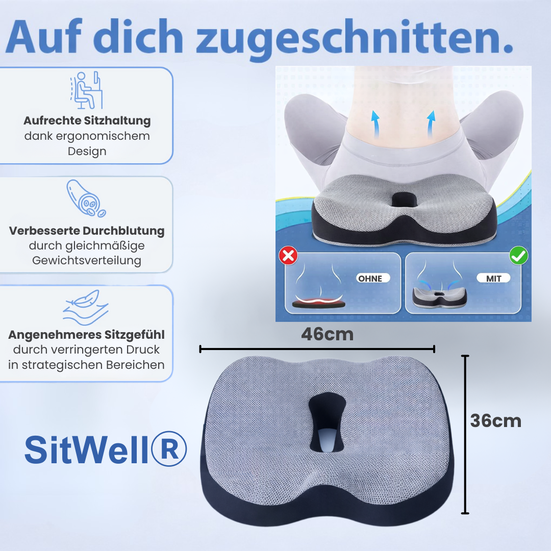 Nie wieder Steißbein -schmerzen Orthopädisches Premium Sitzkissen