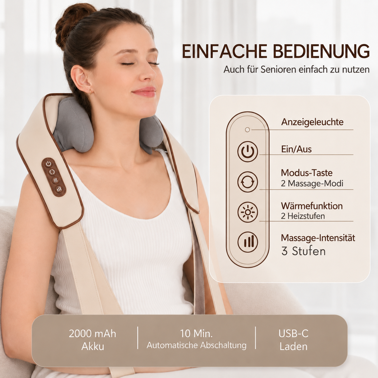 Nacky Wärme-Massagegerät Verspannungen & Nackenschmerzen — einfach zu Hause wegmassieren.